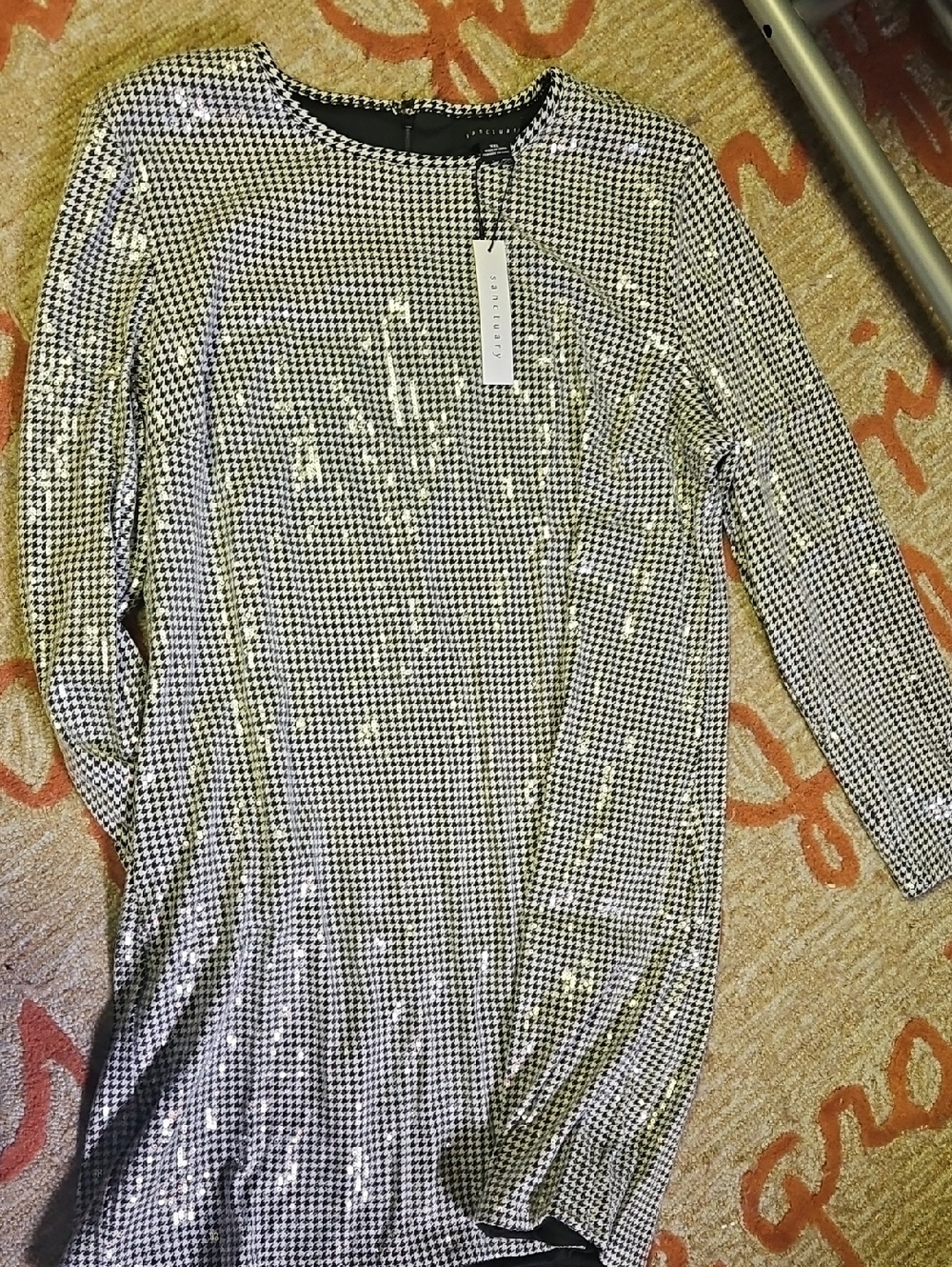 Houndstooth Long-Sleeve Shirt - Black & White